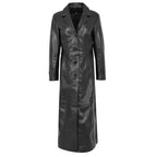 Womens Leather Full Length Classic Coat Gabbie Black