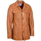Mens Leather Reefer Buttoned Blazer Jacket Derek Tan