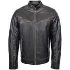 Mens Leather Vintage Biker Jacket Colin Dark Brown