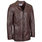 Mens Leather Classic Reefer Jacket Thrill Brown