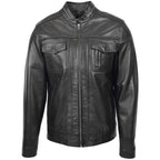 Mens Casual Biker Leather Jacket Jaime Black