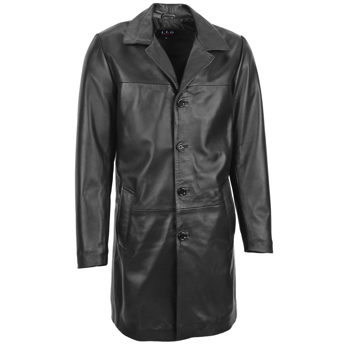 Mens Leather 3/4 Length Coat Jimmy Black