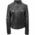 Womens Real Leather Casual Biker Jacket Zoe Black