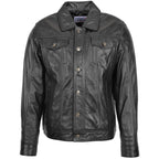 Mens Leather Lee Rider Casual Jacket Terry Black