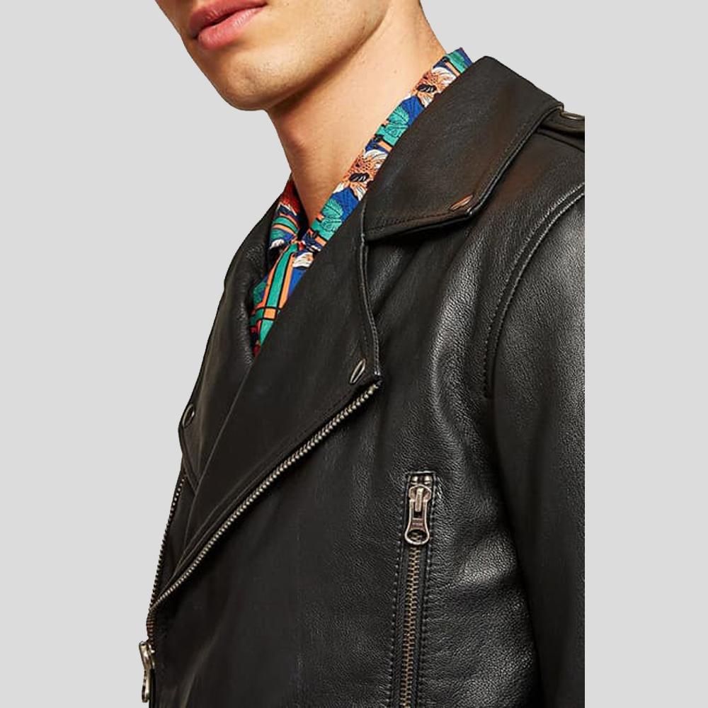 Aydan Black Motorcycle Leather Jacket