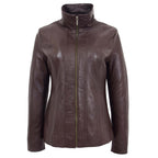 Womens Classic Zip Fastening Leather Jacket Julia Brown