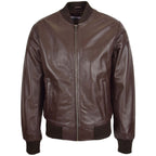 Mens Leather MA-1 Bomber Jacket Ryan Brown