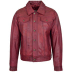 Mens Leather Lee Rider Casual Jacket Terry Burgundy
