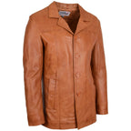 Mens Leather Classic Reefer Jacket Thrill Tan