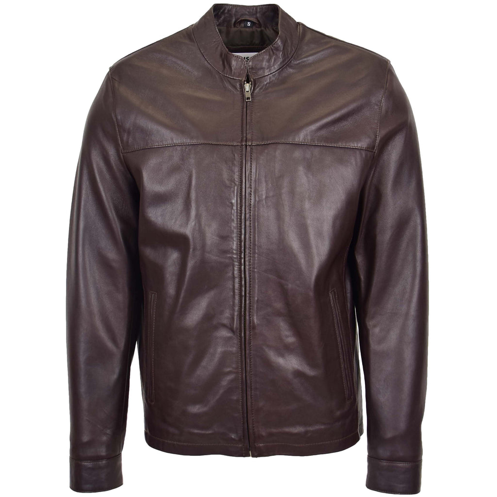 Mens Leather Standing Collar Jacket Paul Brown