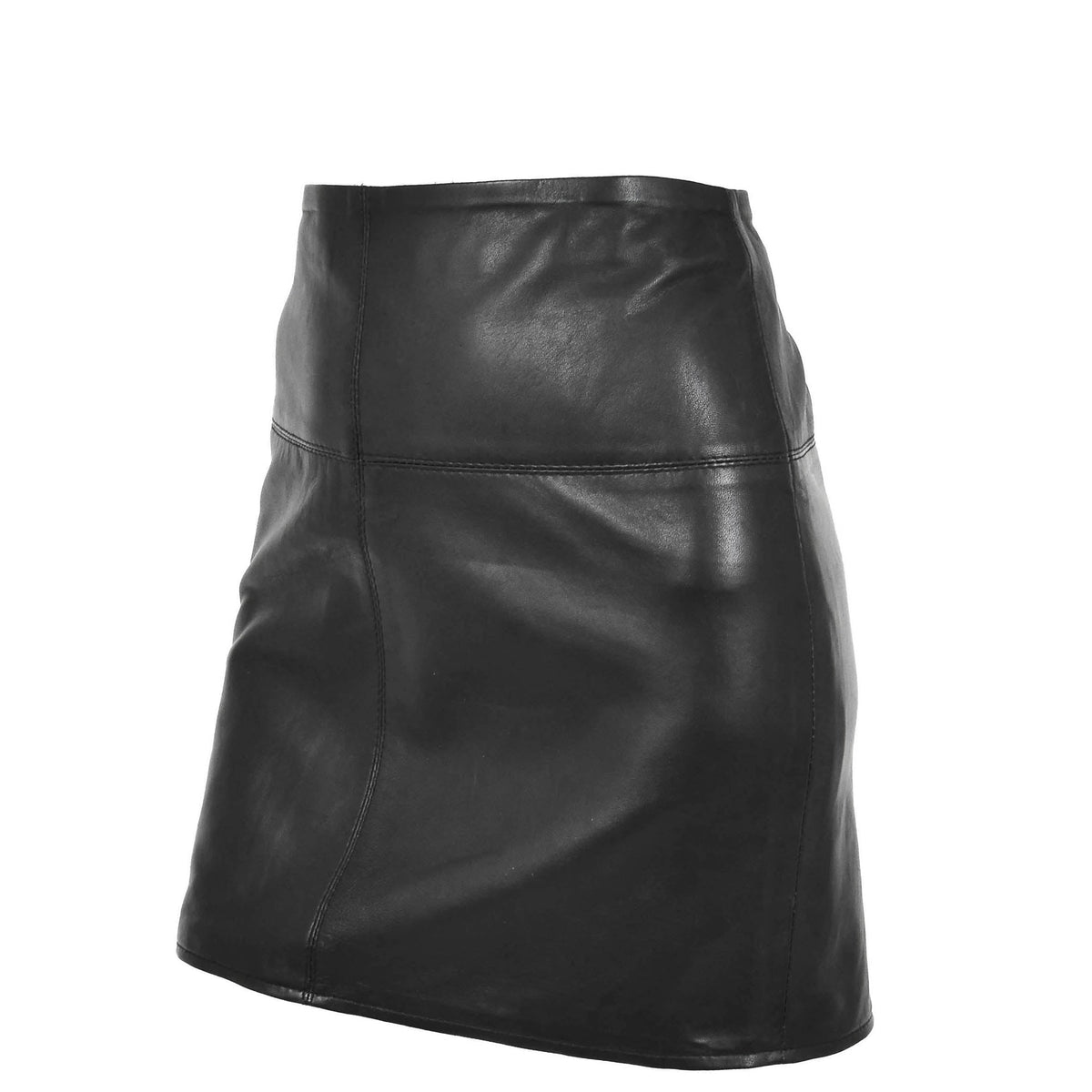 Ladies Leather 16inch Mini Length Pencil Skirt SKT5 Black