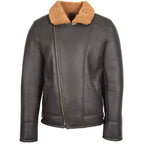 Mens Aviator Sheepskin Pilot Jacket Blen Brown Ginger