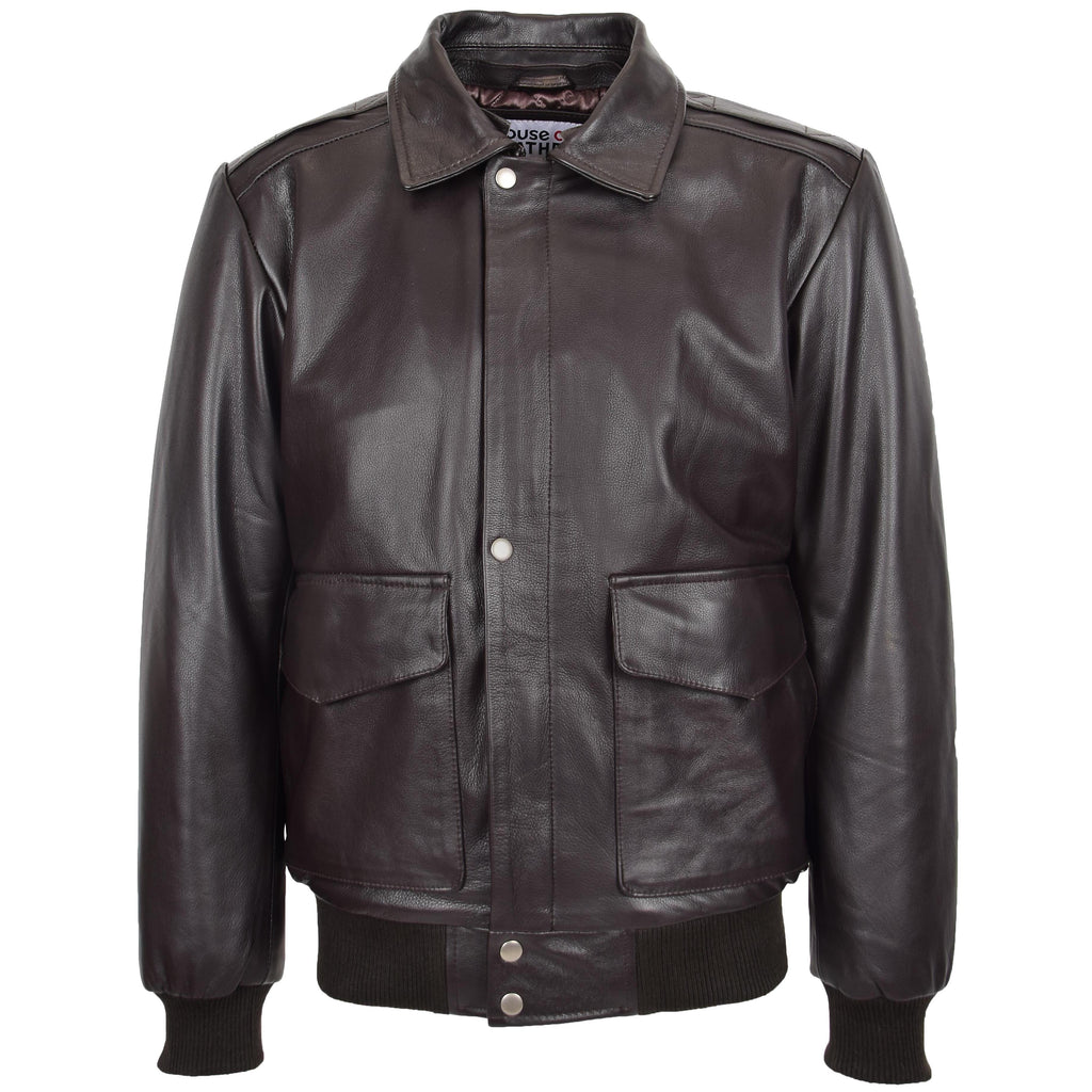 Mens Leather Bomber Jacket G-1 Aviator Style Jarrod Brown