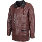 Mens Leather Winter Car Coat Hip Length Jason Brown