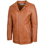 Mens Leather Classic Reefer Jacket Thrill Tan