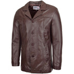 Mens Leather Classic Reefer Jacket Thrill Brown