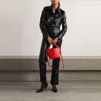 Women's Black Supple Feel Soft Slim Leather Shirt