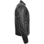 Mens Leather Quilted Anorak Style Jacket Jeff Black