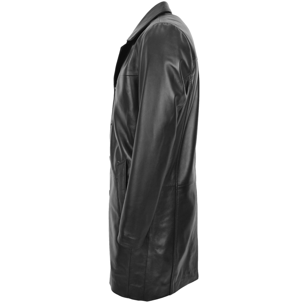 Mens Leather 3/4 Length Coat Jimmy Black