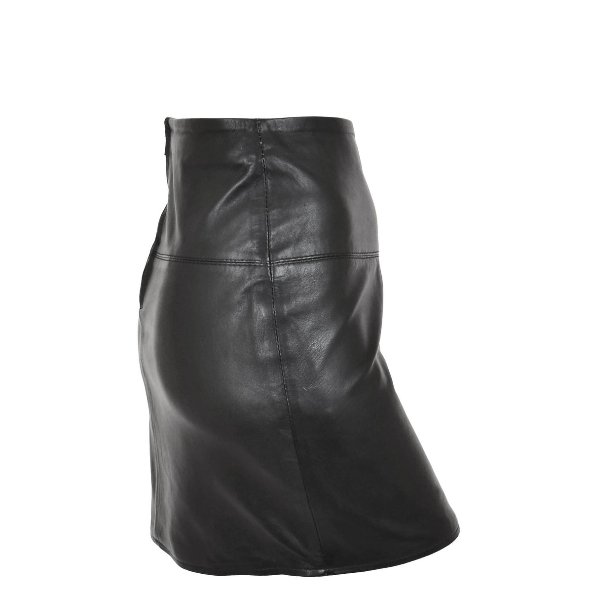 Ladies Leather 16inch Mini Length Pencil Skirt SKT5 Black