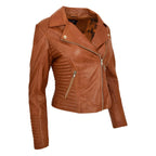 Womens Soft Leather Cross Zip Biker Jacket Anna Tan