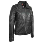 Womens Real Leather Classic Jacket Zip Box Style Camila Black