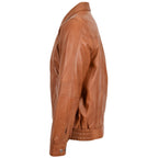 Mens Bomber Leather Jacket Classic Style Jim Tan