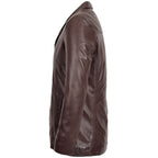 Mens Leather Classic Reefer Jacket Thrill Brown