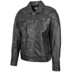 Mens Leather Lee Rider Casual Jacket Terry Black