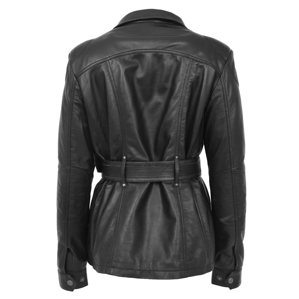 Womens Leather Coat with Detachable Hoodie Daisy Black