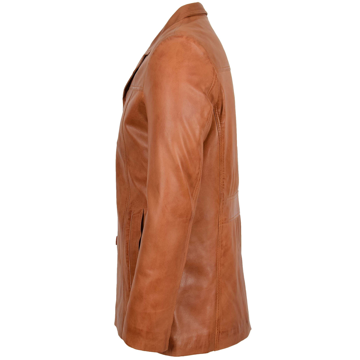 Mens Leather Classic Reefer Jacket Thrill Tan
