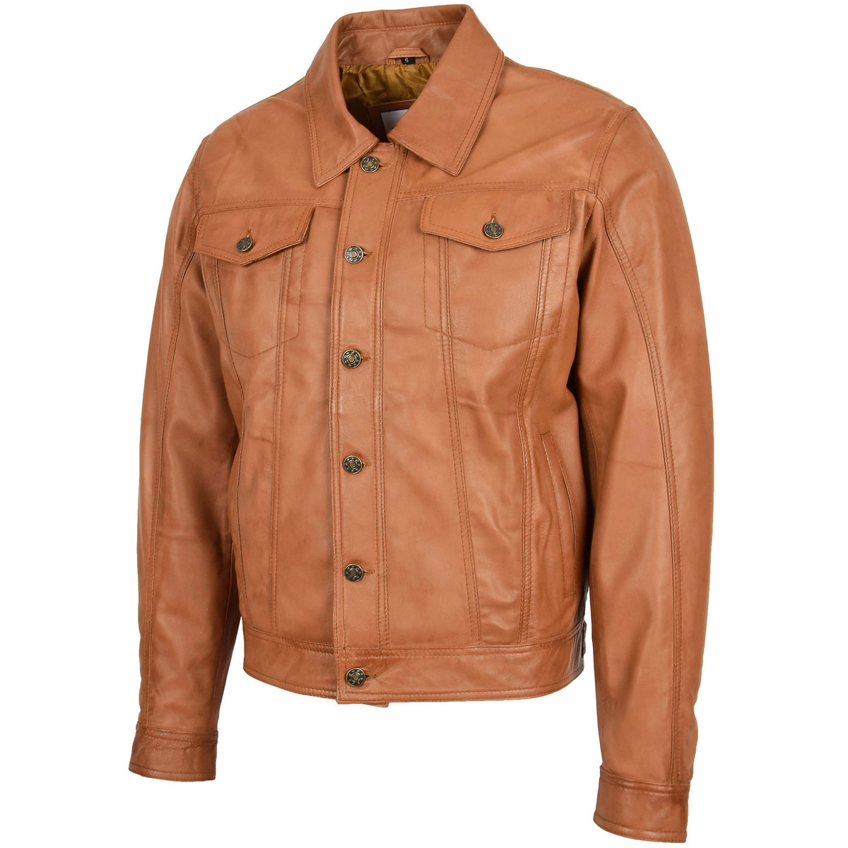 Mens Leather Lee Rider Casual Jacket Terry Tan