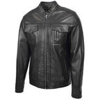 Mens Casual Biker Leather Jacket Jaime Black