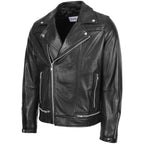 Mens Leather Biker Brando Design Jacket Sean Black