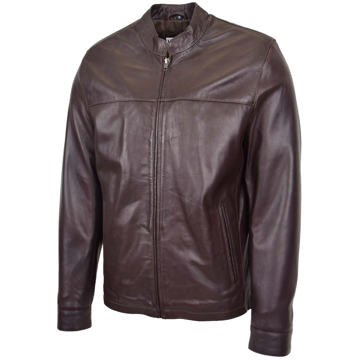 Mens Leather Standing Collar Jacket Paul Brown