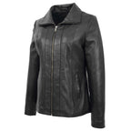 Womens Classic Zip Fastening Leather Jacket Julia Black