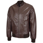 Mens Leather MA-1 Bomber Jacket Ryan Brown