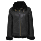 Womens Sheepskin B3 Detachable Hoodie Jacket Naomi Black