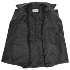 Mens Double Breasted Leather Peacoat Salcombe Black