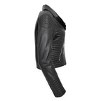 Womens Soft Leather Cross Zip Biker Jacket Anna Black