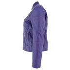 Womens Leather Standing Collar Jacket Becky Purple