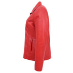 Womens Classic Zip Fastening Leather Jacket Julia Red