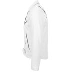 Mens Heavy Duty Leather Biker Brando Jacket Kyle White
