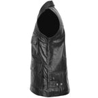 Mens Leather Multi Purpose Gilet Roger Black