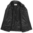 Mens Button Fastening Reefer Leather Jacket Jerry Black