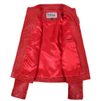 Womens Leather Classic Biker Style Jacket Alice Red