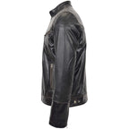 Mens Leather Vintage Biker Jacket Colin Dark Brown