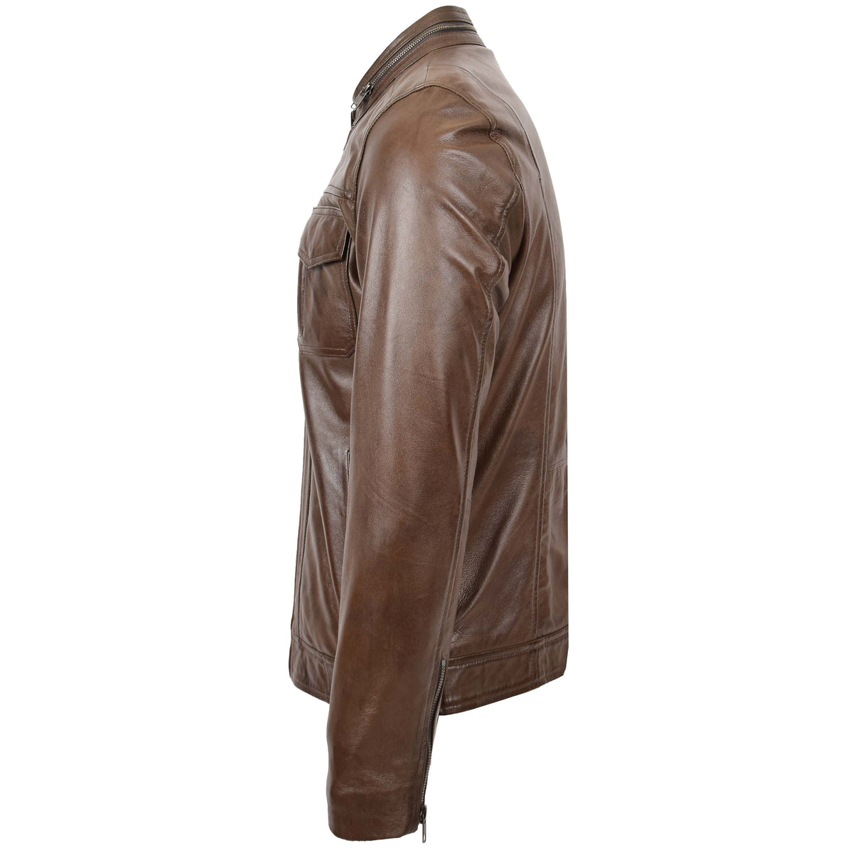 Mens Casual Biker Leather Jacket Jaime Timber