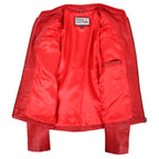 Womens Leather Standing Collar Jacket Becky Red
