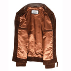 Mens Real Goat Suede Jacket Classic Zip Box Style Larry Rust Brown